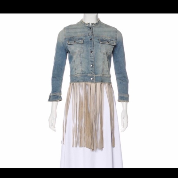 THEPERFEXT denim/leather fringe jacket - Picture 7 of 7